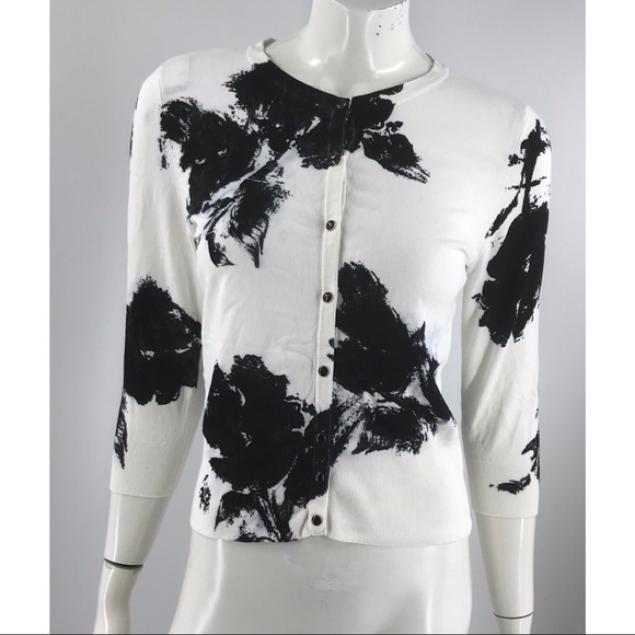 White House Black Market Sweaters - WHBM White & Black Cardigan Sweater
